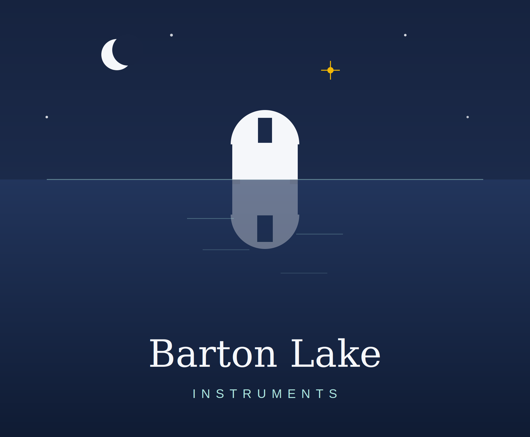 Barton Lake Instruments — logo showing a crescent moon and a lakeside instrument reflected on still water